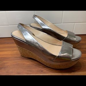 Authentic Prada Cork & Pewter Wedges